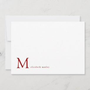 Carte De Correspondance Correspondance minimaliste de monogramme rouge rub
