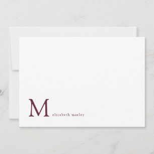 Carte De Correspondance Correspondance minimaliste de monogramme violet de