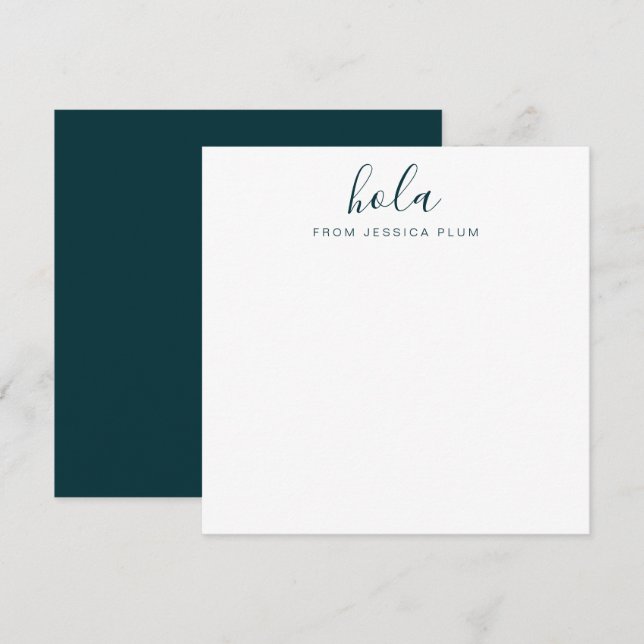 Carte De Correspondance Correspondance moderne Peacock Green Hola (Devant / Derrière)