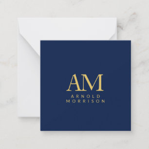 Carte De Correspondance Couleurs d'or bleu Monogramme Lettres initiales No