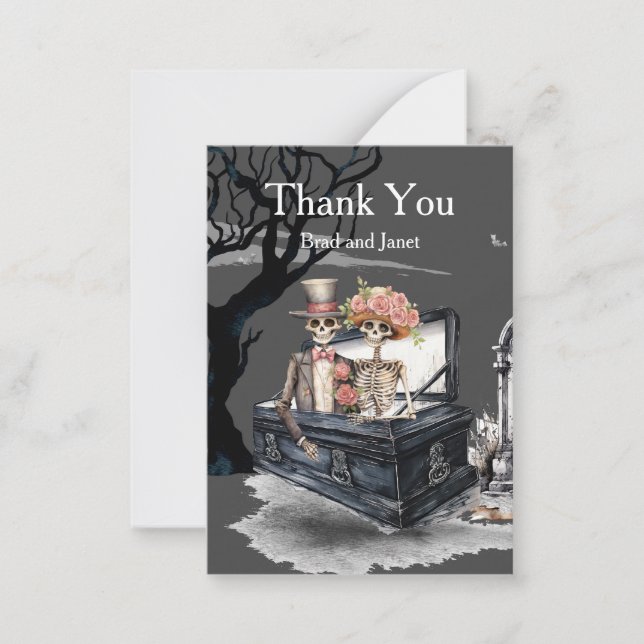 Carte De Correspondance Couple Merci Skeletal (Devant)