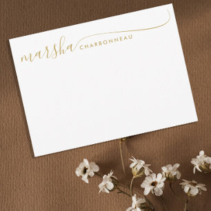 Carte De Correspondance Couple Monogramme Minimaliste Gold Script