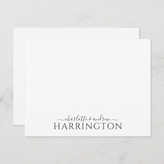 Carte De Correspondance Couple Name Wedding Monogram Script  (Devant / Derrière)