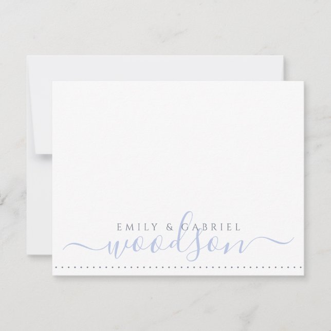 Carte De Correspondance Couple Néerlandais Nom Mariage Monogramme Bleu (Devant)