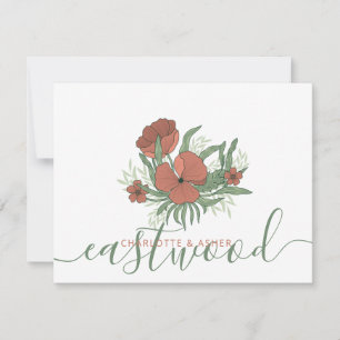 Carte De Correspondance Couple Nom Mariage Monogram Floral