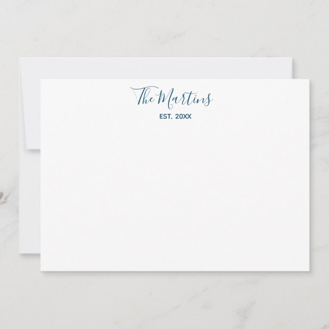 Carte De Correspondance Couples Personnalisé Bleu Turquoise Moderne Callig (Devant)