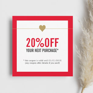 Carte De Correspondance Coupon de salon de beauté blanc rouge simple et él