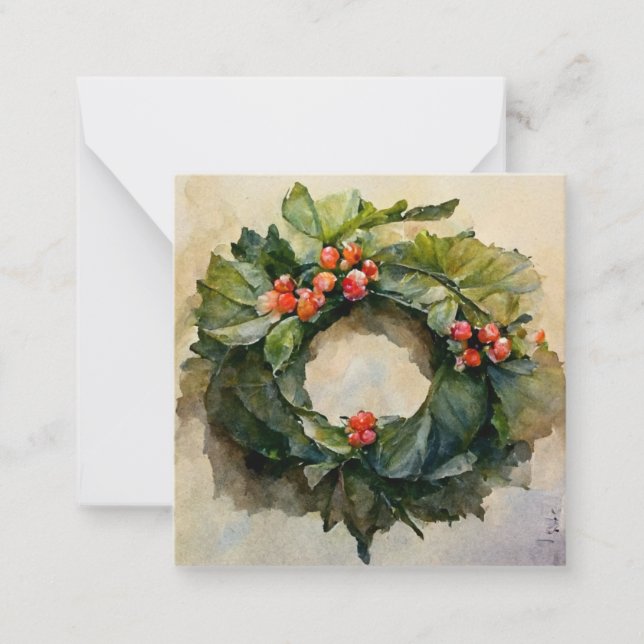 Carte De Correspondance Couronne de houx de Noël (Devant)
