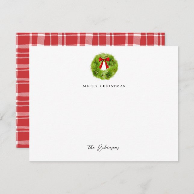 Carte De Correspondance Couronne de Noël Joyeux Noël (Devant / Derrière)