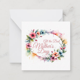 Carte De Correspondance Couronne florale aquarelle pour la fête des mères 