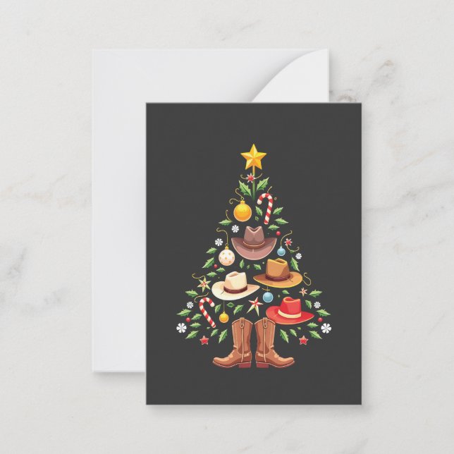 Carte De Correspondance Cowboy Western Christmas Tree Père Noël (Devant)
