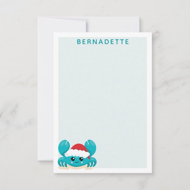 Carte De Correspondance Crabe de Noël bleu turquoise Personnalisé (Devant)