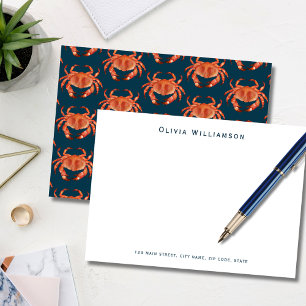 Carte De Correspondance Crabe orange motif océanique