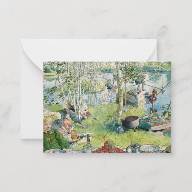 Carte De Correspondance CrayFishing, 1895, par Carl Larsson (Devant)