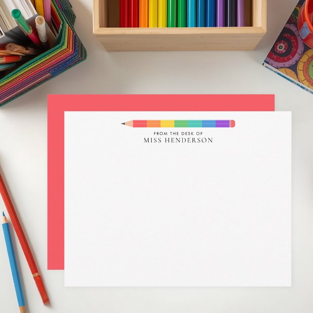 Carte De Correspondance Crayon arc-en-ciel moderne personnalisé pour l'ens (Créateur téléchargé)