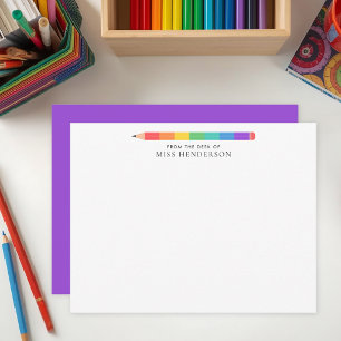 Carte De Correspondance Crayon arc-en-ciel moderne personnalisé pour l'ens