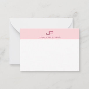 Carte De Correspondance Creative Monogramme rose pâle minimaliste tendance