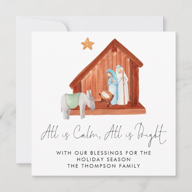 Carte De Correspondance Crèche Tout Est Calme Plat (Devant)