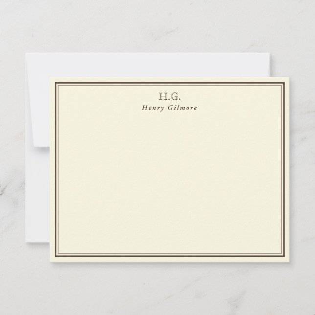 Carte De Correspondance Crème et monogramme Brown (Devant)
