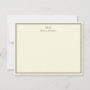 Carte De Correspondance Crème et monogramme Brown