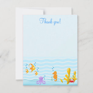 Carte De Correspondance Critères de mer sous la mer 4x5 Plat Merci note