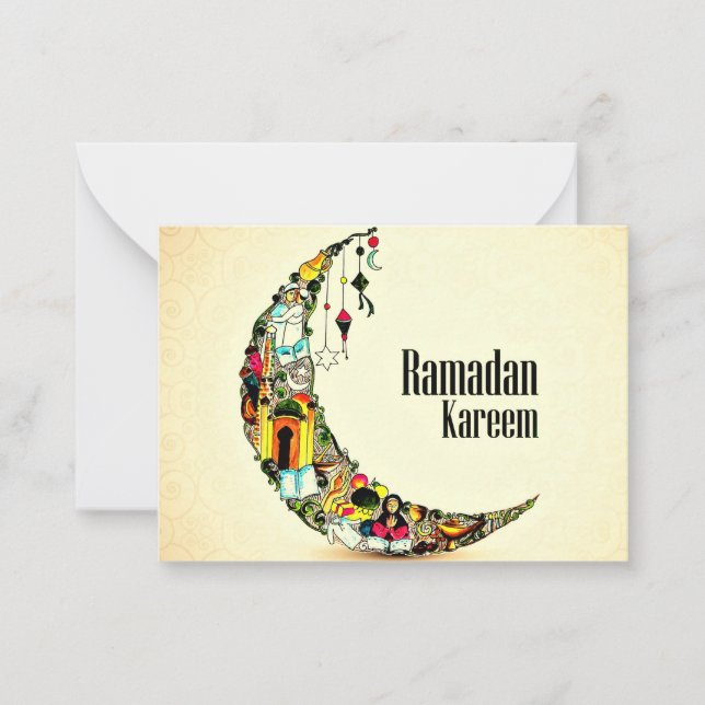 Carte De Correspondance Croissant Ramadan Kareem (Devant)
