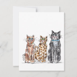 Carte De Correspondance Croquis de trois chats cool