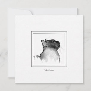 Carte De Correspondance Croquis noir et blanc d'un chat balinais