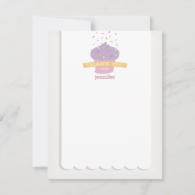 Carte De Correspondance Cupcake Sprinkings Merci Note (Devant)