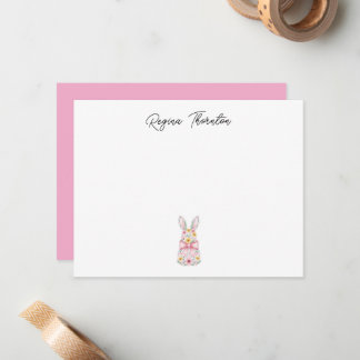 Carte De Correspondance Custom Floral Easter Bunny Note Card