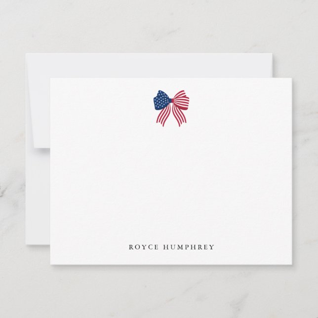 Carte De Correspondance Custom Patriotic Bow Note Card (Devant)