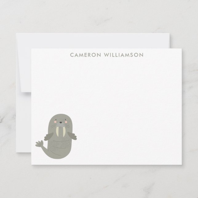 Carte De Correspondance Cute Arctic Walrus Papeterie personnalisée (Devant)