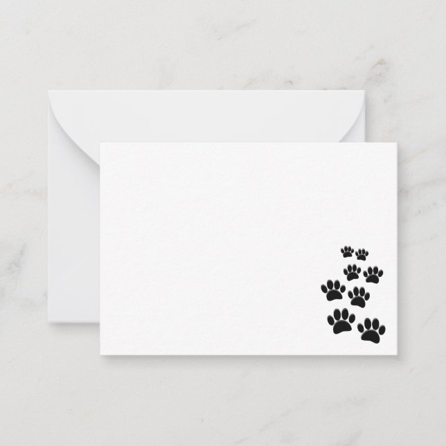 Carte De Correspondance Cute Black Cartoon Pet Paw Trail (Devant)