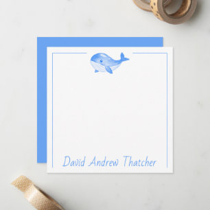 Carte De Correspondance Cute Blue Whale personnalisée