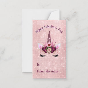 Carte De Correspondance Cute Blush rose Unicorn Saint Valentin fête