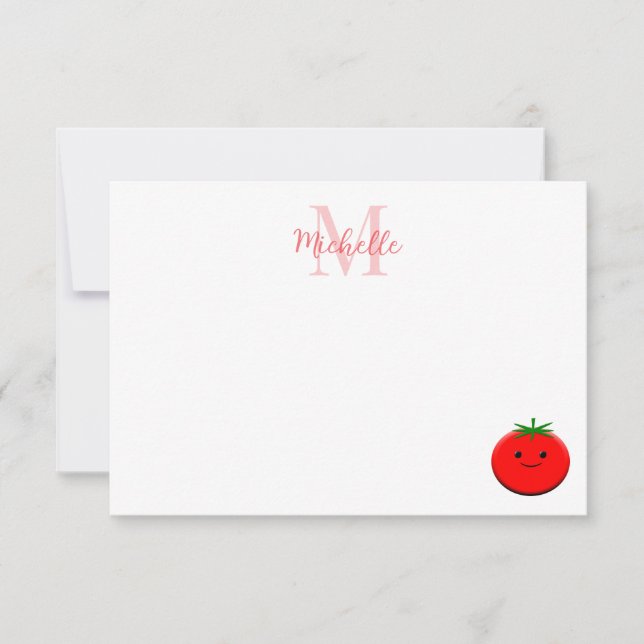 Carte De Correspondance Cute Cartoon Tomato Personalized Monogram (Devant)