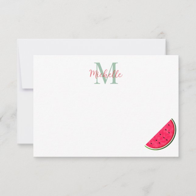 Carte De Correspondance Cute Cartoon Watermelon Personalized Monogram (Devant)