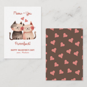 Carte De Correspondance Cute Cats Meow et vous êtes Purrfect Valentines Da