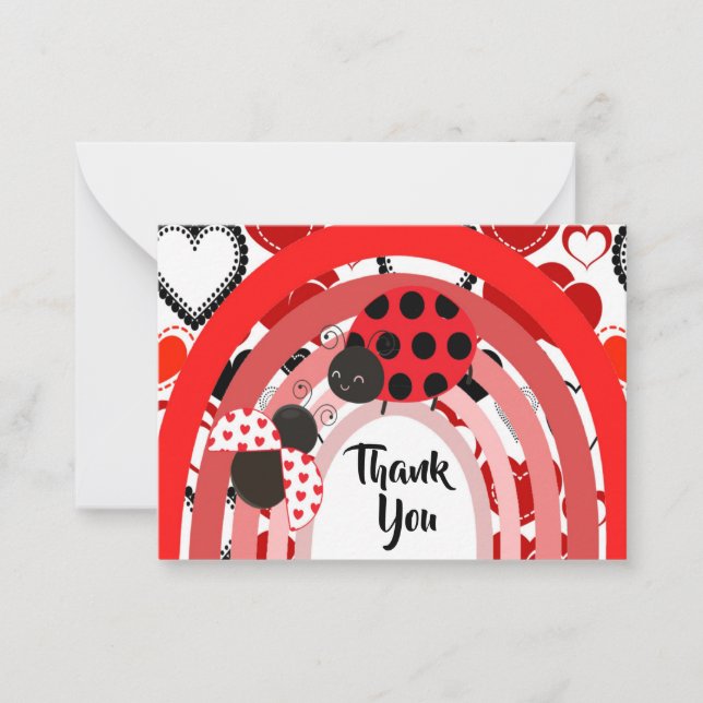 Carte De Correspondance Cute deux Ladybugs Merci (Devant)