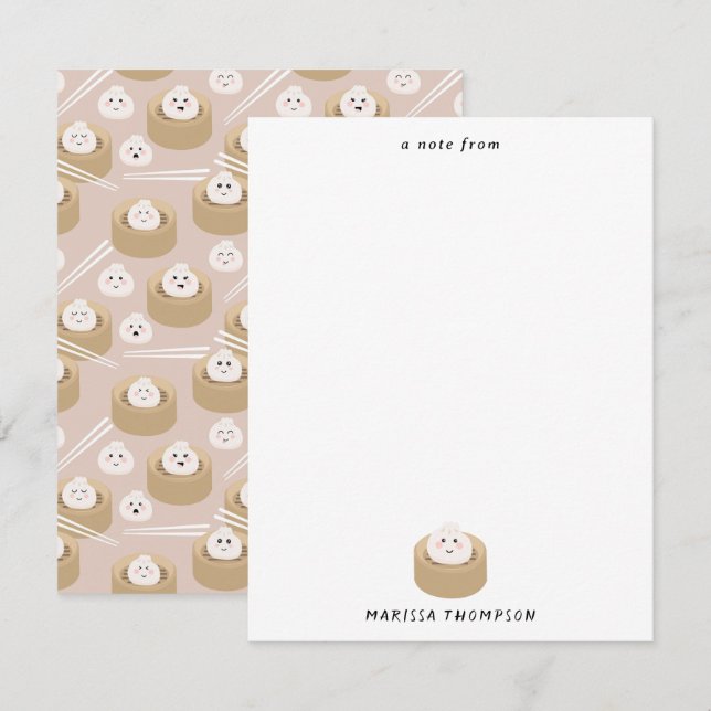 Carte De Correspondance Cute Kawaii Dumplings Baguettes en vapeur (Devant / Derrière)
