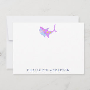 Carte De Correspondance Cute Kawaii Requin Violet Papier à lettres personn