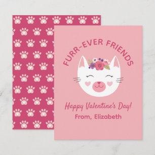 Carte De Correspondance Cute Kitty Chat Enfants Valentines Salle de classe