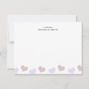 Carte De Correspondance Cute Little Rose Lavender Coeurs Enfants Papeterie