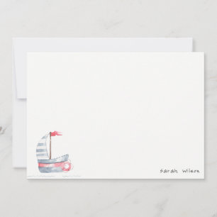 Carte De Correspondance Cute Nautical Soft Red Blue Anniversaire de enfant