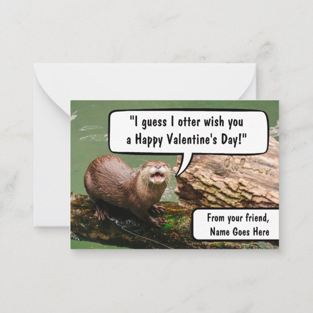 Carte De Correspondance Cute Otter Funny School Saint Valentin (Dos)