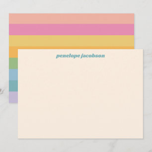 Carte De Correspondance Cute Pastel Rainbow Stripes Retro Personnalisé