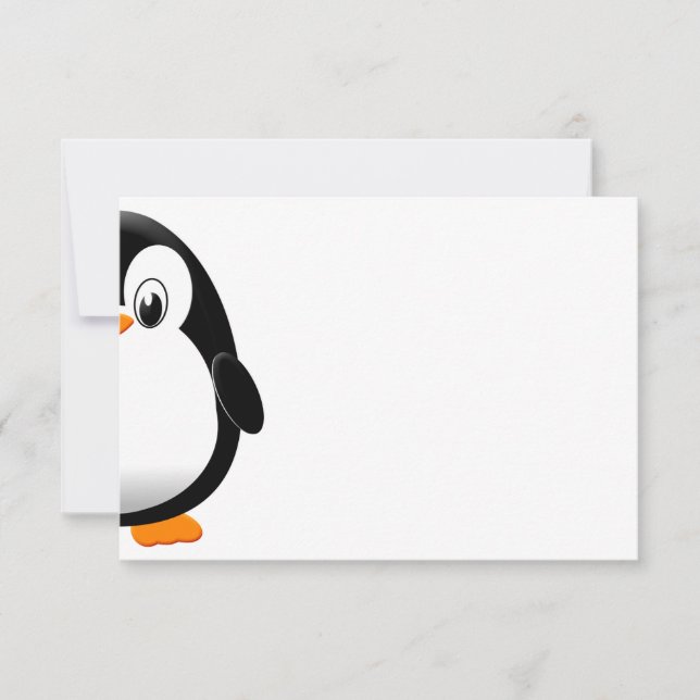Carte De Correspondance Cute Penguin Black and White Blank  (Devant)