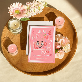 Carte De Correspondance Cute Pink Heart Love Bunny Valentine’s Day Card