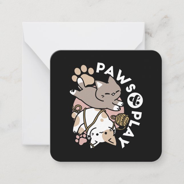 Carte De Correspondance Cute Playful Cats Design – Fun Paws and Play Art (Devant)