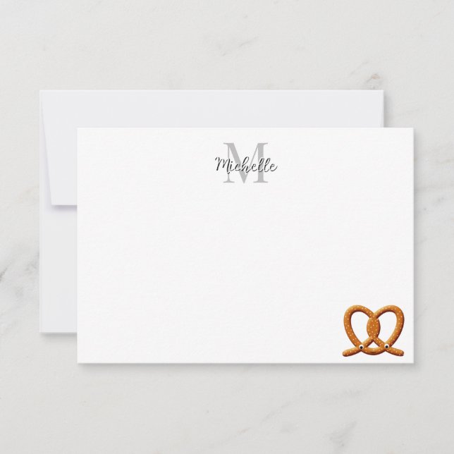 Carte De Correspondance Cute Pretzel Drawing  Monogram Personalized (Devant)